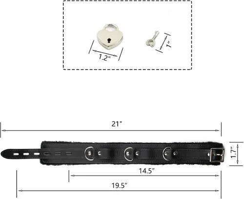 Vista 5 de NouAn Leather Choker Collar with Heart-Shaped Lock Adjustable Size for Women