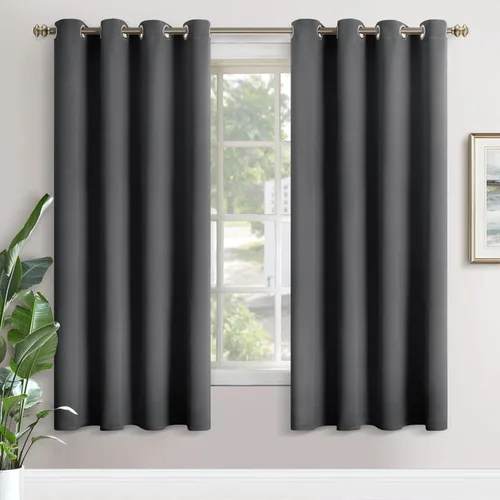 Vista 9 de YoungsTex - Cortinas blackout cortas, aislamiento térmico, ojales, oscurecen la habitación, privacidad, para cámper, sótano, cocina y baño, 2 Gris
