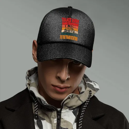 Vista 6 de Hats Take Him to The Train Station Dad Hats for Women Graphic Denim Dad Hat Adjustable