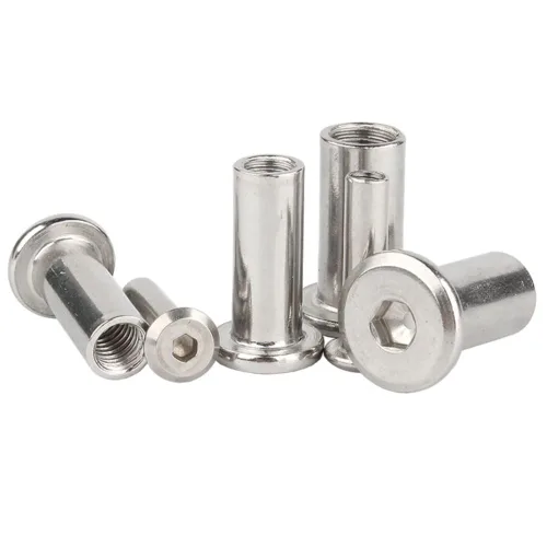 Vista 5 de 5 Uds. M5 x 0.236 in Tornillo hexagonal remache inserción tuerca 304 acero inoxidable cabeza plana barril tuercas rosca interna tuerca cilíndrica