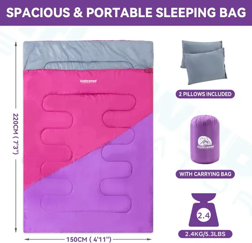 Vista 6 de Tienda de mochilero para 2 personas para acampar y saco de dormir doble