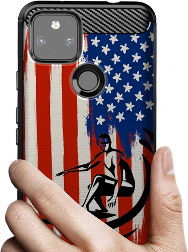 Vista 2 de CasesOnDeck - Funda compatible con Google Pixel 5A (2021) / Pixel 5A 5G, funda delgada de fibra de carbono TPU para acentuar arañazos y caídas, tema