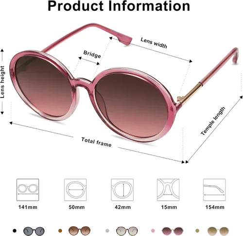 Vista 3 de SOJOS Gafas de sol redondas vintage para mujer estilo clásico retro SJ2121
