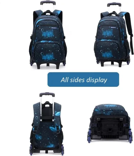 Vista 3 de Mochila con ruedas para niños, 3 unidades, con ruedas, mochila escolar con ruedas y bolsa de almuerzo