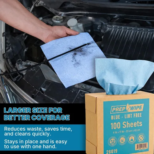 Vista 7 de Toallas de limpieza sin pelusa Toallitas resistentes a disolventes para carrocería de automóviles y preparación industrial Paquete de 100, 9 x