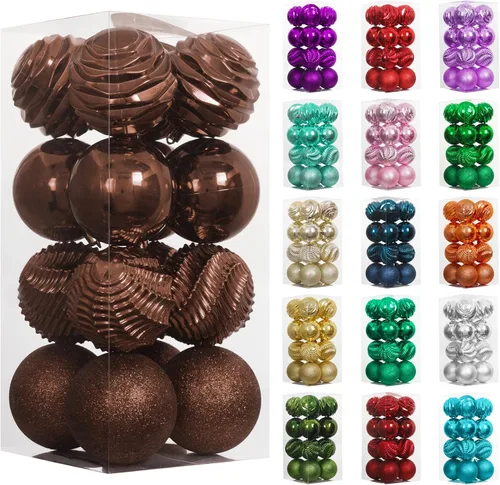 Vista 8 de XmasExp Juego de 24 mini esferas de Navidad inastillables para bolas de árbol de Navidad, 1.18 pulgadas (negro)