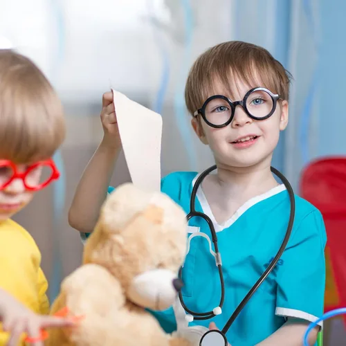 Vista 5 de RoundFunny 20 piezas de estetoscopio para niños, estetoscopio de plástico de trabajo real para niños, juego de rol, niñas, niños, médicos