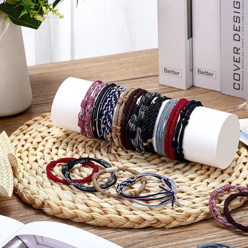 Vista 6 de Giegxin 40 ligas para el cabello de Galentines Day Boho para mujer, 10 estilos, lindas pulseras para cola de caballo, banda elástica suave