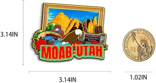 Vista 3 de Moab Utah - Imán de madera para nevera, diseño 3D, para viajes, coleccionables, recuerdos, decoración hecha a mano