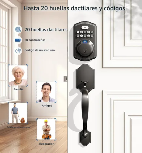 Vista 3 de Veise KS02D - Cerradura de seguridad para huellas dactilares con asa, color negro mate