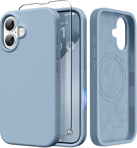 Vista 277 de GONEZ Funda magnética para iPhone 14, compatible con Magsafe, con protector de pantalla + protector de cámara, forro de microfibra antiarañazos