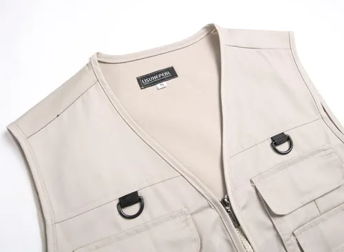 Vista 3 de LISUHEPEAL Chaleco de pesca para hombre, verano, trabajo al aire libre, safari, viajes, fotos, chalecos con múltiples bolsillos para hombres