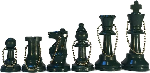 Vista 16 de WE Games Llavero de juego de ajedrez a granel, 17 piezas de plástico negro con cadena, llavero, accesorios lindos para hombres, llaves de coche