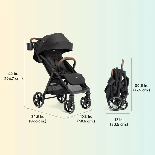 Vista 9 de Joie Nutmeg - Cochecito de viaje compacto, ligero, con plegado con una sola mano, reclinable, multiposición, para recién nacidos a niños pequeños