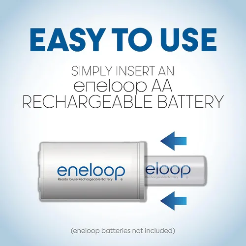Vista 3 de Eneloop Panasonic BQ-BS2E4SA - Adaptadores de batería de tamaño C para uso con pilas AA recargables Ni-MH, paquete de 4