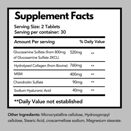 Vista 6 de Arymar Suplemento de glucosamina, condroitina, MSM, colágeno y ácido hialurónico 60 tabletas