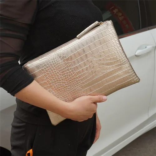 Vista 2 de Bolso de piel sintética para mujer, grano de cocodrilo