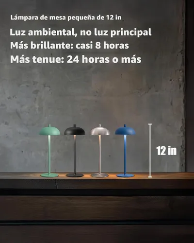 Vista 2 de Juego de 2 lámparas de mesa LED inalámbricas pequeñas de 12 pulgadas, lámpara de escritorio portátil impermeable, luces de batería recargable