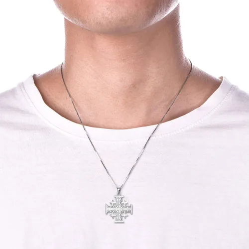 Vista 2 de YL Jerusalén Cruz Colgante Collar Cruzados Masón Joyería Religiosa Charm