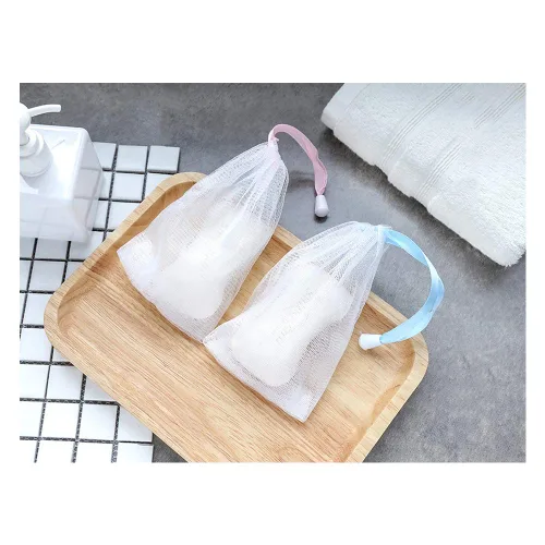 Vista 3 de Andiker Bolsa de jabón suave para ducha, protector de bolsa de jabón con cordón para espuma y secado, colgante (7 bolsas de jabón de malla)