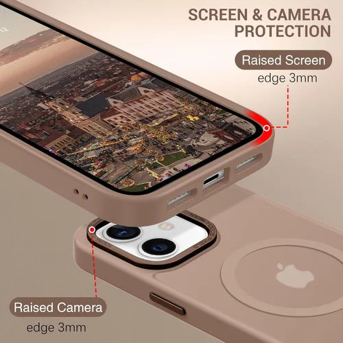 Vista 5 de GaoBao Funda magnética para iPhone 12 y iPhone 12 Pro, compatible con MagSafe, ajuste delgado, a prueba de golpes, translúcido, mate, funda