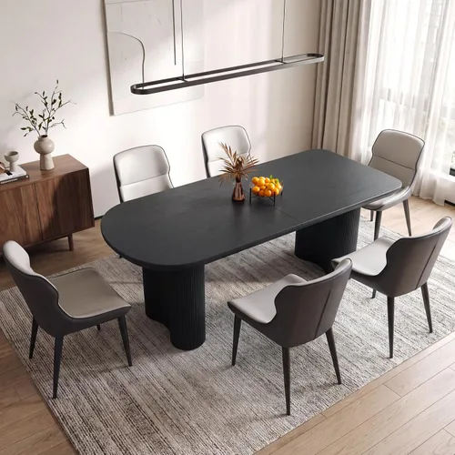 Vista 26 de Guyii Juego de mesa de comedor con 6 sillas, juego de mesa de cocina moderno, mesa de comedor interior para cocina, bar, sala de estar, rincón
