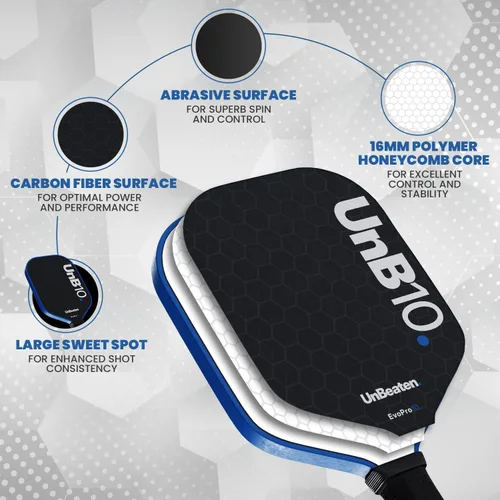 Vista 2 de Juego de 2 palas de pickleball aprobadas por USAPA de fibra de carbono de 0.630 in, palas de pickleball para hombres y mujeres, raquetas ligeras