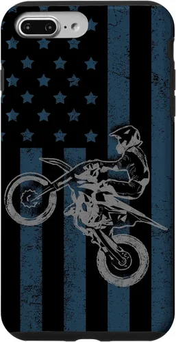 Vista 12 de Dirt Bike US Flag Vintage Motocross Racing Case for iPhone 17