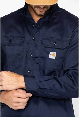 Vista 2 de Carhartt Camisa de sarga ligera resistente al fuego para hombre Azul marino oscuro
