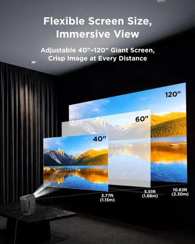 Vista 7 de TCL C1 Smart Google TV Projector, WiFi y Bluetooth, cardán giratorio de 285