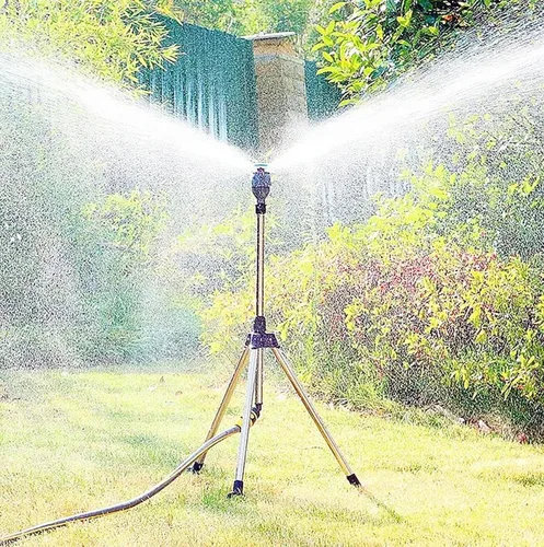 Vista 4 de Aspersor de trípode giratorio 2023 con rociador de agua de rotación de trípode, rociador giratorio automático de 360 grados, trípode telescópico
