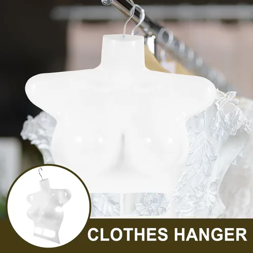 Vista 8 de Colgador de ropa de torso de maniquí femenino de 5 piezas para mostrar trajes de baño, vestidos y blusas, plástico ligero y confiable con gancho