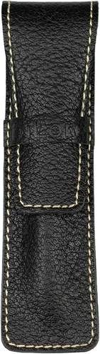 Vista 3 de DiLoro Funda de cuero de búfalo grueso de grano completo para lápices de una sola pluma, color negro