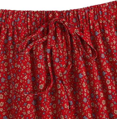 Vista 23 de Milumia Women Boho Vintage Floral Print Long Skirt Summer Tiered Maxi Skirt