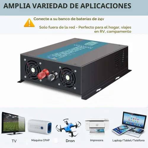 Vista 4 de WZRELB Inversor de corriente de onda sinusoidal pura de 1000W 48V 120V con 2 salidas de CA, inversor de coche