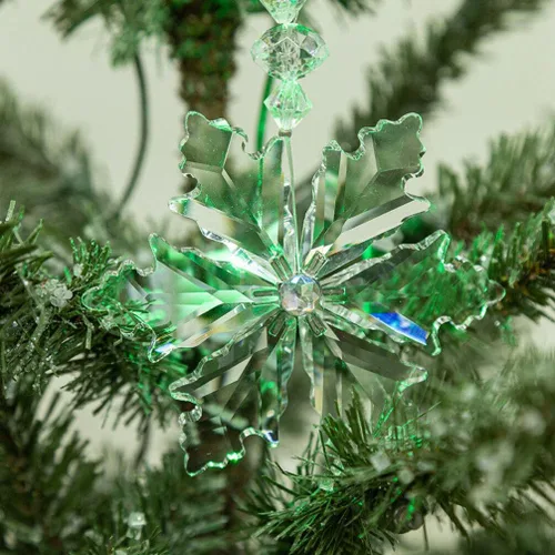 Vista 4 de EXCEART Christmas Snowflake Hanging Ornaments Acrylic Xmas Tree Decorations for Home Door and for Creating Festive Scenes and Giving