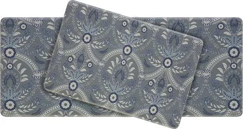 Vista 6 de Laura Ashley Juego de tapetes de cocina antifatiga Diseño floral Almeida Resistente a las manchas, el agua y la decoloración Alivio de cocina