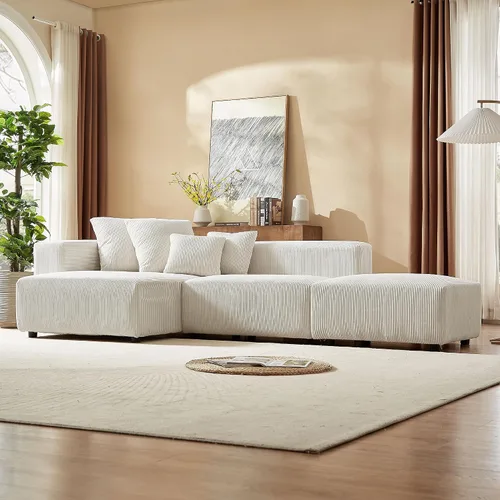 Vista 11 de KEVINSPACE Sofá de 104.72 pulgadas, moderno de mediados de siglo, sofá de 3 plazas para sala de estar, sofás de asiento profundo, muebles, cómodos