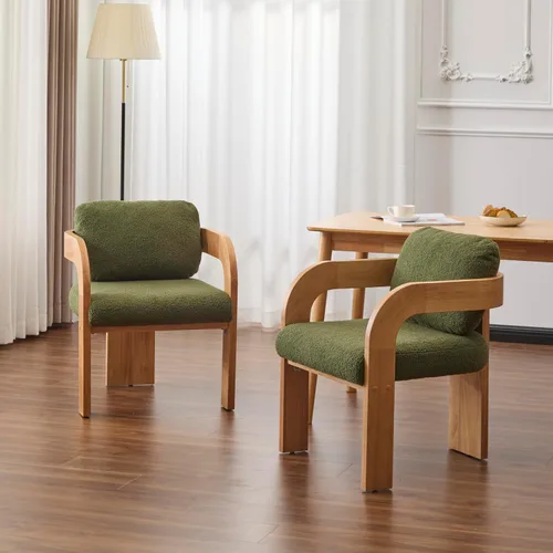 Vista 18 de Christopher Knight Home Yorick - Juego de 2 sillas de comedor modernas con cojín, juego de sillones de comedor de madera maciza, respaldo curvado