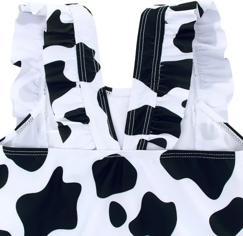 Vista 5 de RAISEVERN Traje de baño para niñas con volantes, lindo deporte de playa, natación, espalda descubierta, verano, traje de baño de una pieza, 2-7 años