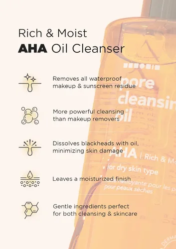 Vista 4 de Hanskin Aceite limpiador de poros con ácido hidroxi alfa, muestra de tamaño pequeño, removedor de maquillaje exfoliante, juego de limpiador facial