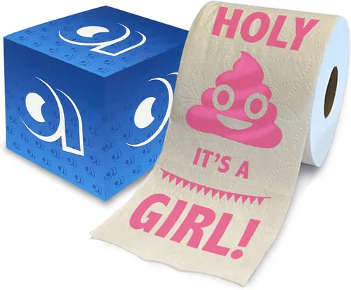 Vista 8 de Printed TP Holy It's a Boy! Regalo de papel higiénico impreso para revelación de género, divertido rollo para niños, regalos de fiesta de baby
