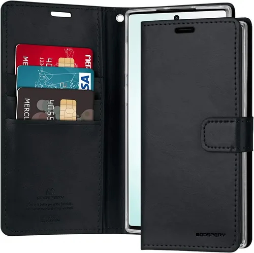 Vista 41 de GOOSPERY Funda Blue Moon para Galaxy S21 de 6.2 pulgadas (2021), soporte de piel sintética premium con soporte para tarjetas (negro)