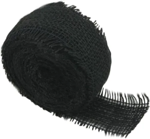 Vista 5 de Cinta de arpillera natural de 2.5 pulgadas, rollo de 10 yardas con bordes deshilachados
