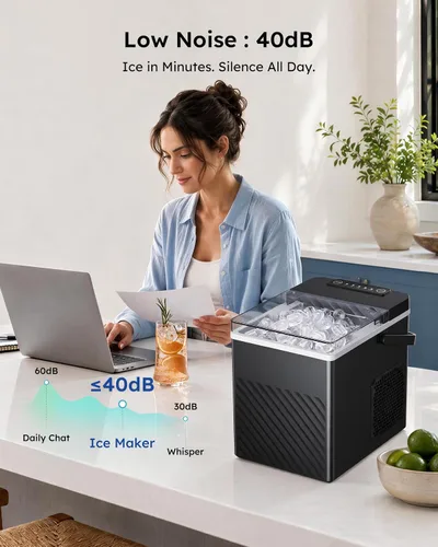 Vista 7 de Máquina de hielo compacta para encimera con mango, 26 lbs/24h