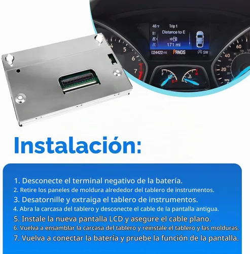 Vista 5 de Pantalla LCD de Color Compatible con Ford 2014-2016 Escape 2013-2016 Focus Velocímetro de 150 MPH Reemplaza LQ042T5DZ11 LQ042T5DZ13A