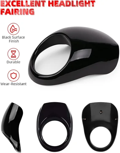 Vista 3 de Amazicha Máscara de Carenado para Faros Delanteros, Soporte de Visera para Faros Delanteros Compatible con Harley Sportster XL 1973-posterior