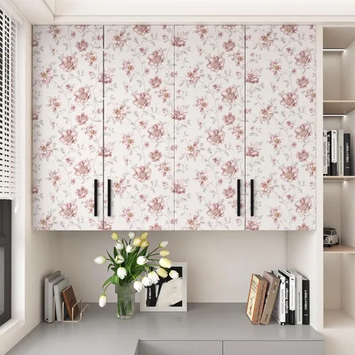 Vista 3 de WESTICK Papel tapiz autoadhesivo con diseño floral de rosas rosadas, autoadhesivo, extraíble, para paredes decorativas, dormitorio, baño