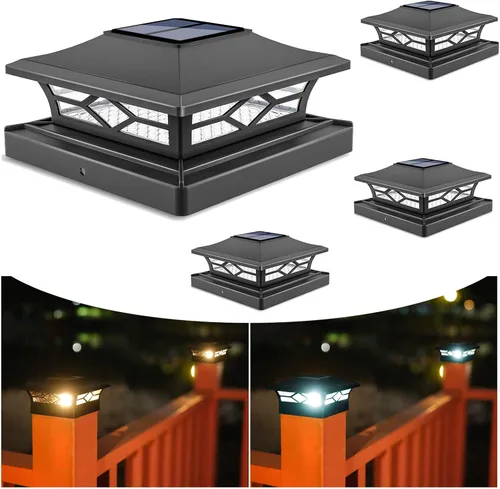 Vista 10 de VOLISUN - Faroles solares para poste: paquete de 2 luces para exteriores, para cubierta, con casquillo blanco, resistente al agua, 2 modos