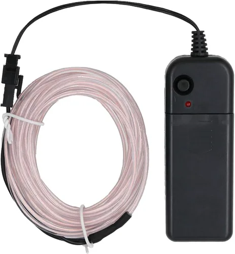 Vista 7 de Searik - Tira de luces LED de neón de 16.4 pies/5m, cable EL portátil que brilla, luces de cuerda LED con control de batería para decoraciones